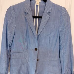J. Crew Light Blue Pinstripe Cotton Blazer